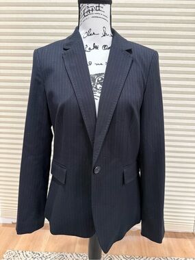 Banana Republic Black Pinstripe Single-Button Blazer